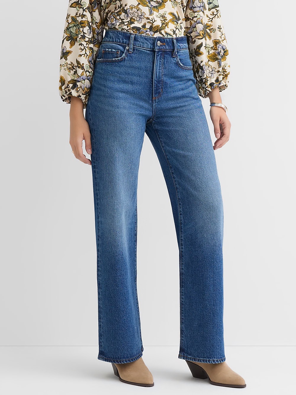 LOFT The Wide Leg Jeans Size 25/0P High Rise Stretch Denim
